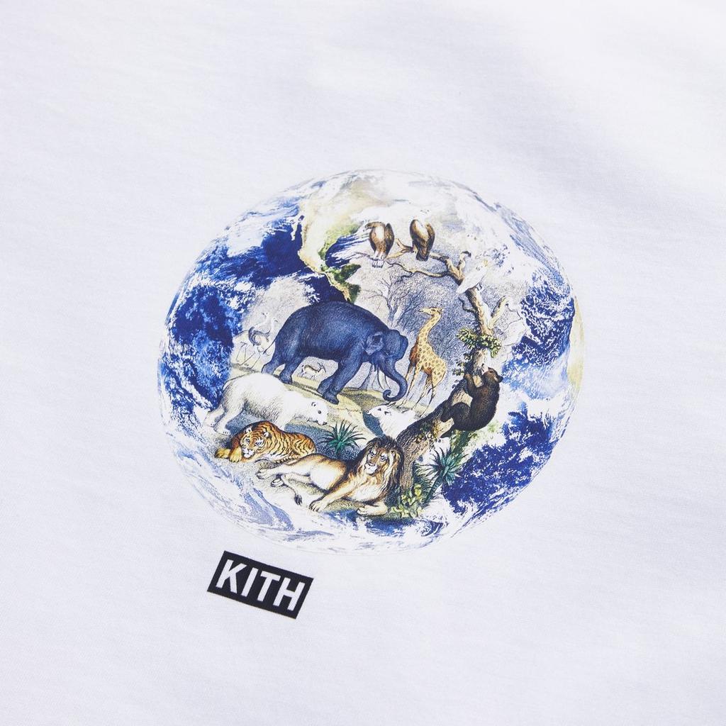 Kith Ss21 Earth Pattern Printed Crew Neck Short Sleeve T-Shirt Unisex Tops White KH030072-101