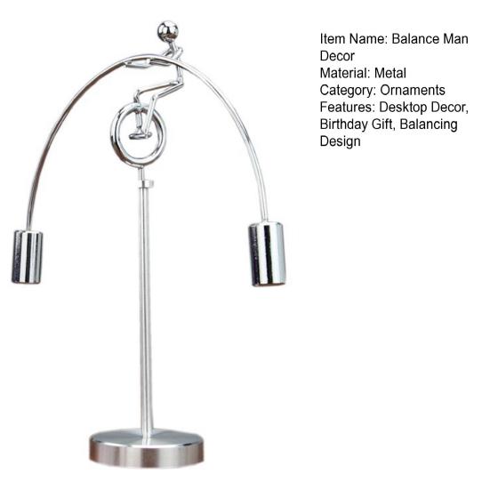 Jednokolka Muž Balanční dekorace Fyzika Balanční hračka Kov Balancování Rotující mužíček Domácí kancelář Stolní ozdoba Narozeniny