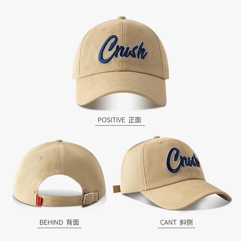 Spring and summer letter baseball cap for women, fashionable burgundy curved brim trendy brand, face-slimming men's duckbill baseball cap