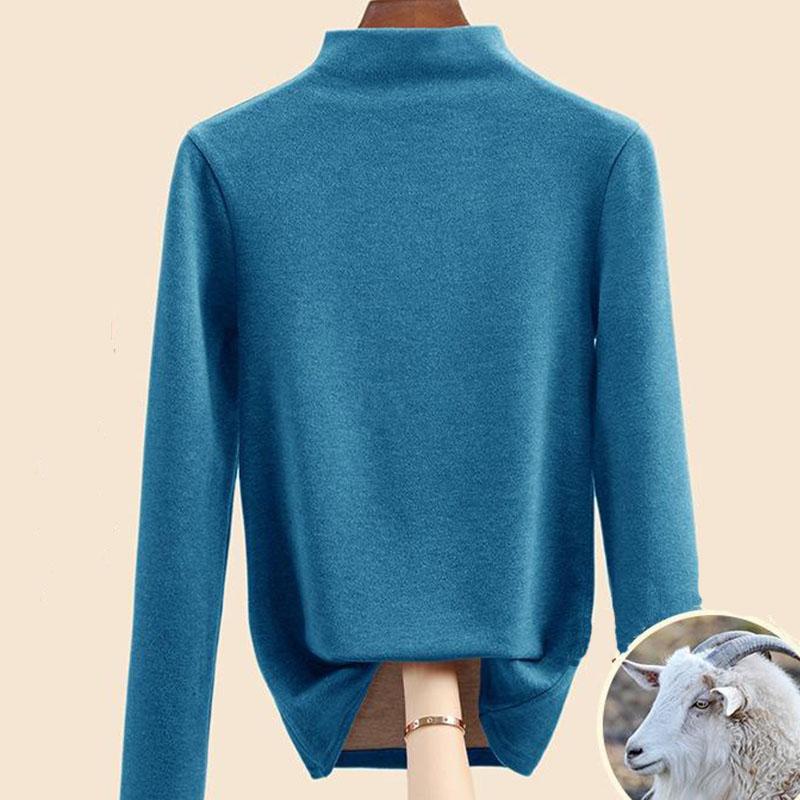 Jesienna i zimowa damska koszula z najniższym kaszmirem Dralon Mulberry Silk Półwysoki dekolt Wewnętrzne wyściełane włosy Ciepłe topy