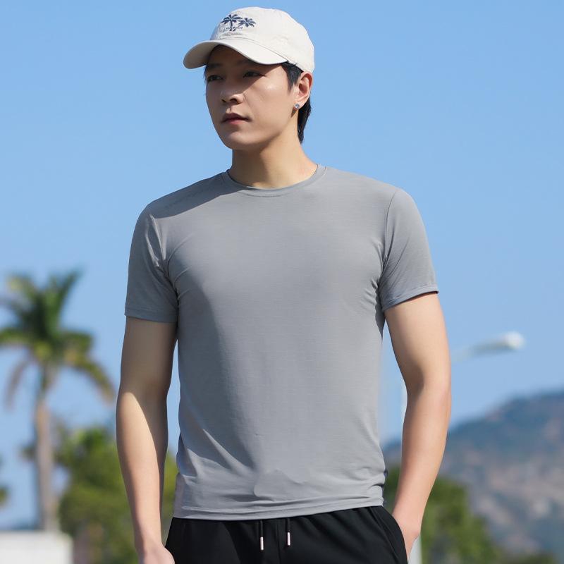 Summer Men's Fitness T-Shirt Short Sleeve High Sense Crew Neck Sports Casual Men's Quick-Drying Clothes
