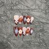 Hand-Painted Acrylic Nail Tips Almond Shape With Floral Gradient Design Women