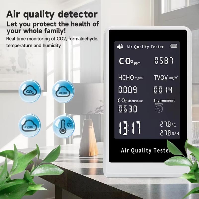 Air Quality Monitors Indoor Professional Particle Counter,Humidity, TVOC Formaldehyde, Temperature Test
