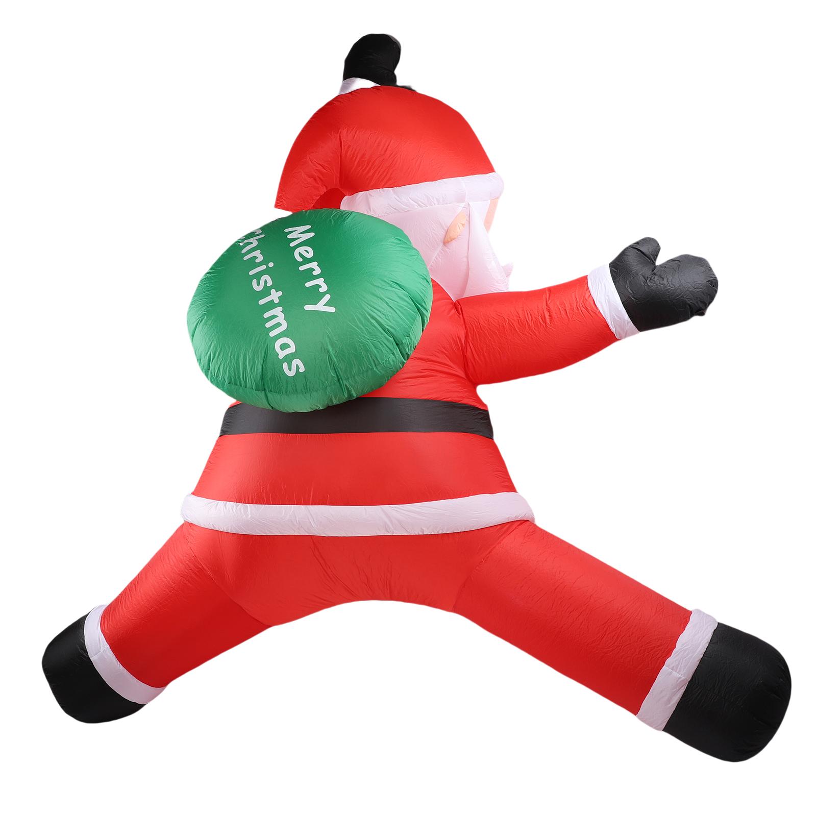 

5.9ft Xmas Inflatable Santa Outdoor Decoration Climbing Santa with Present Bag Blow Up Decor Built in LED Light for