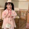 Kinder Kleidung Frühling Sommer Langarm Dünne Spitze Tüll Kleid Koreanischen Stil Mädchen Prinzessin Mode Süße Fee Mesh Kleider