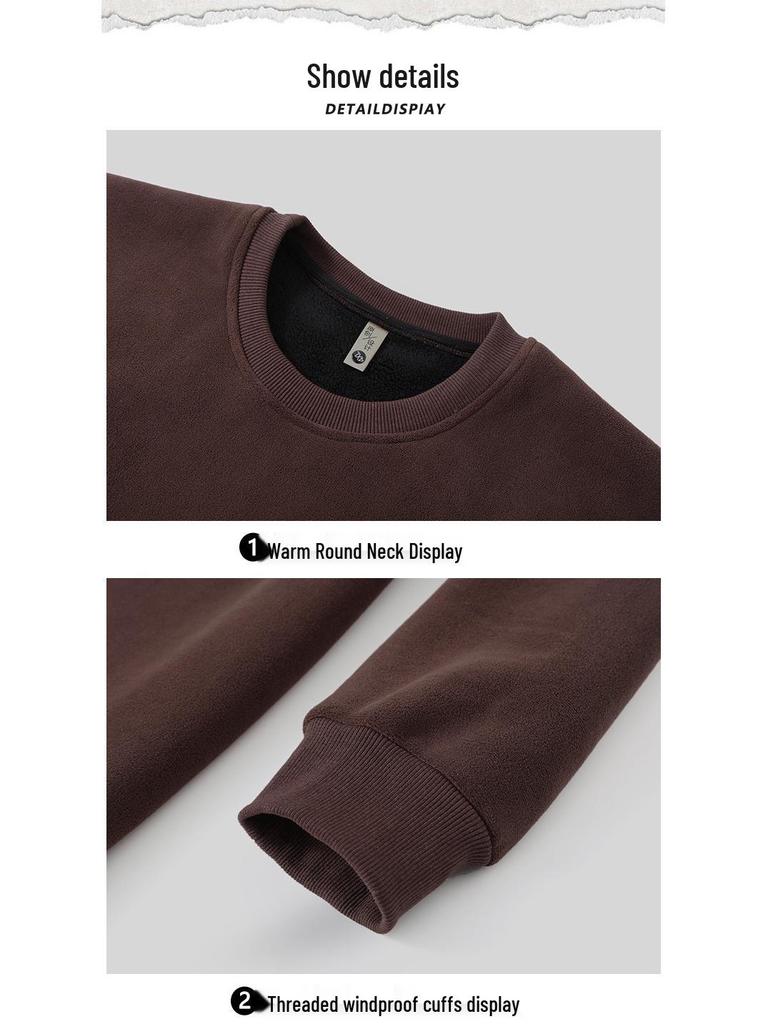 Herren Winter Hoodie aus Korallenfleece in Übergröße - Superdick, Mit Fleece gefüttert, Rundhals, Warm, Passt bis 350 Jin.