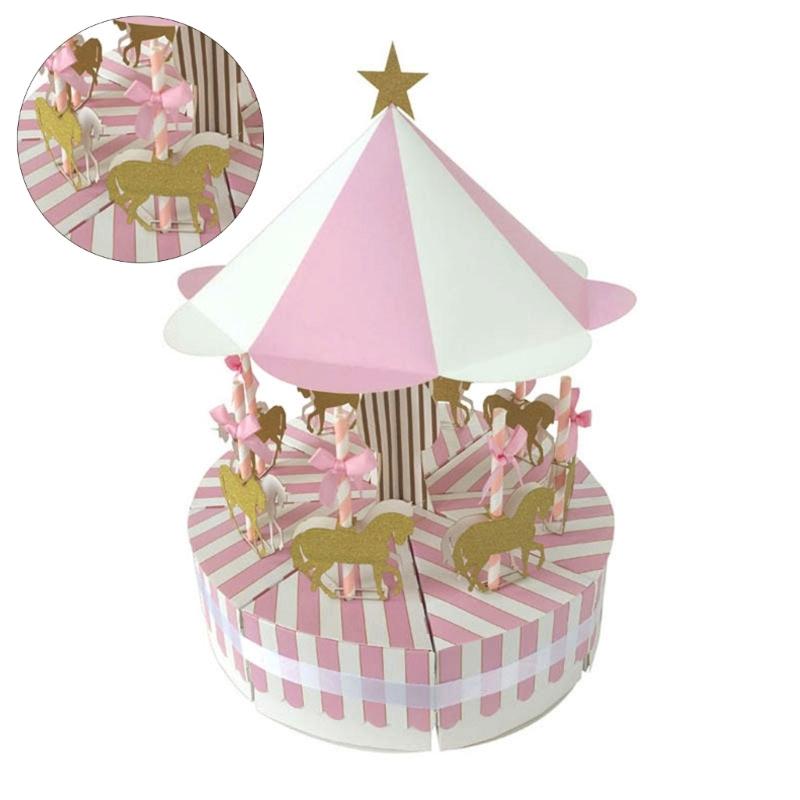 Karussells Papiergeschenkbox Tierparty Babyparty Süßigkeitenbox Geburtstagsparty Deko