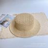 Old Money Style Fashion Hollow Woven Flat Top Straw Hat Women's Fashion Summer Beach Vacation Sun Protection Shade Sun Hat Men