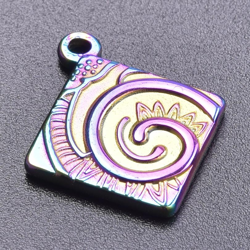 5pcs Color Chameleon Fish Tail Pendant Stainless Steel Charm Diy Jewelry Making Supplies Woman Shell Necklace Charms Accessories