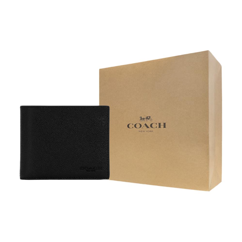 COACH Cross Grain Leather Wallet Regular Mens Black One Size жёлтый