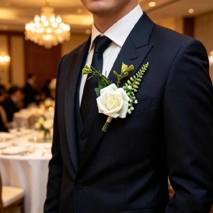Beautiful Silk Flower Boutonniere Chest Flower For Weddings Parties And Formal Event Gatherings Dressingup Accessory