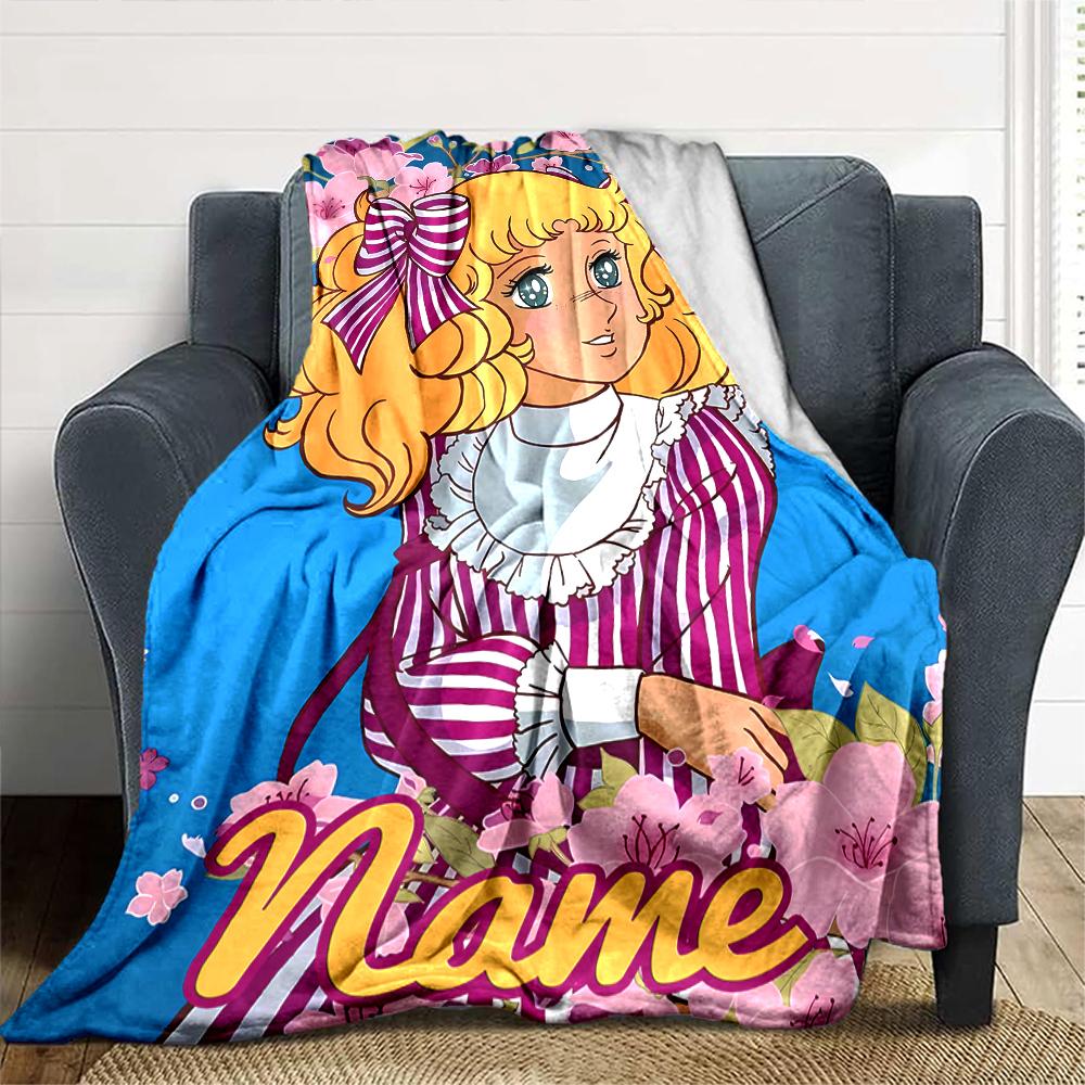 Customiz Name Personality Candy Candy (2) Blanket Soft &Warm Sofa Office Bed Travel Lunch Break Blanket, Gift Suitable for All Seasons