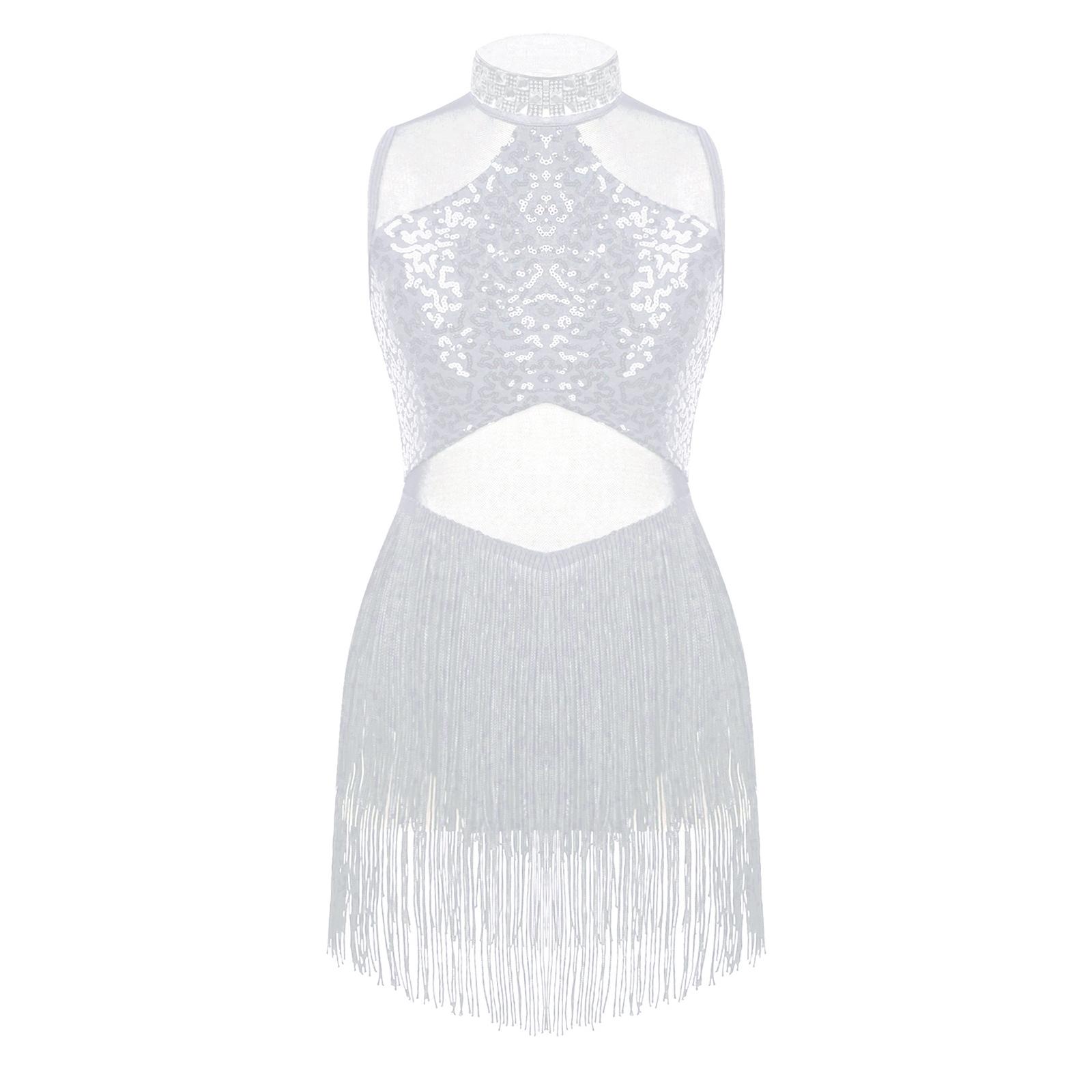 

Блискучий танцювальний купальник для дівчаток, прикрашений блискітками та стразами 9-10 Years білий
