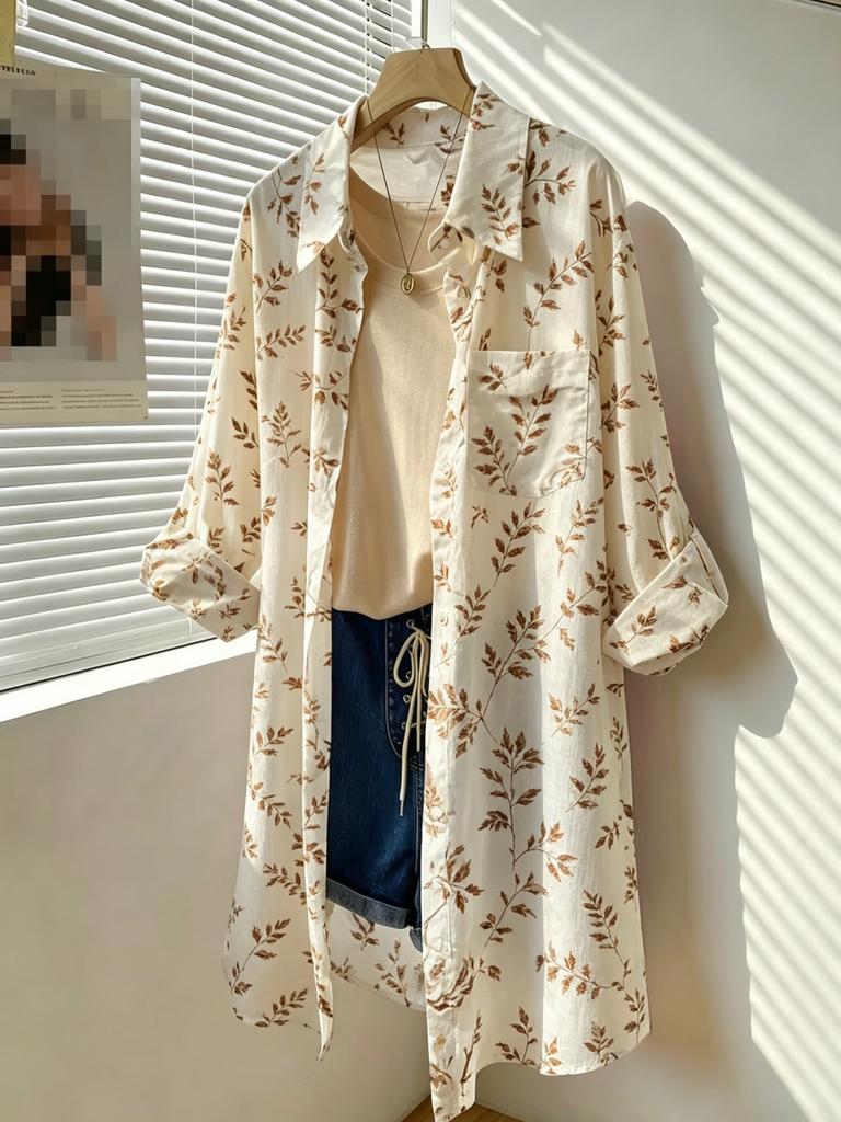Women's Casual and Versatile Printed Long-sleeved Shirts, Loose Printed Long-sleeved Shirts, Casual and Versatile Shirts with Slimming Temperament