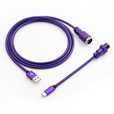 GUNMJO Pro 304 Paslanmaz Çelik Düz USB C Kablosu, Oyun İçin Mor Klavye, 1.6M USB-C USB-A