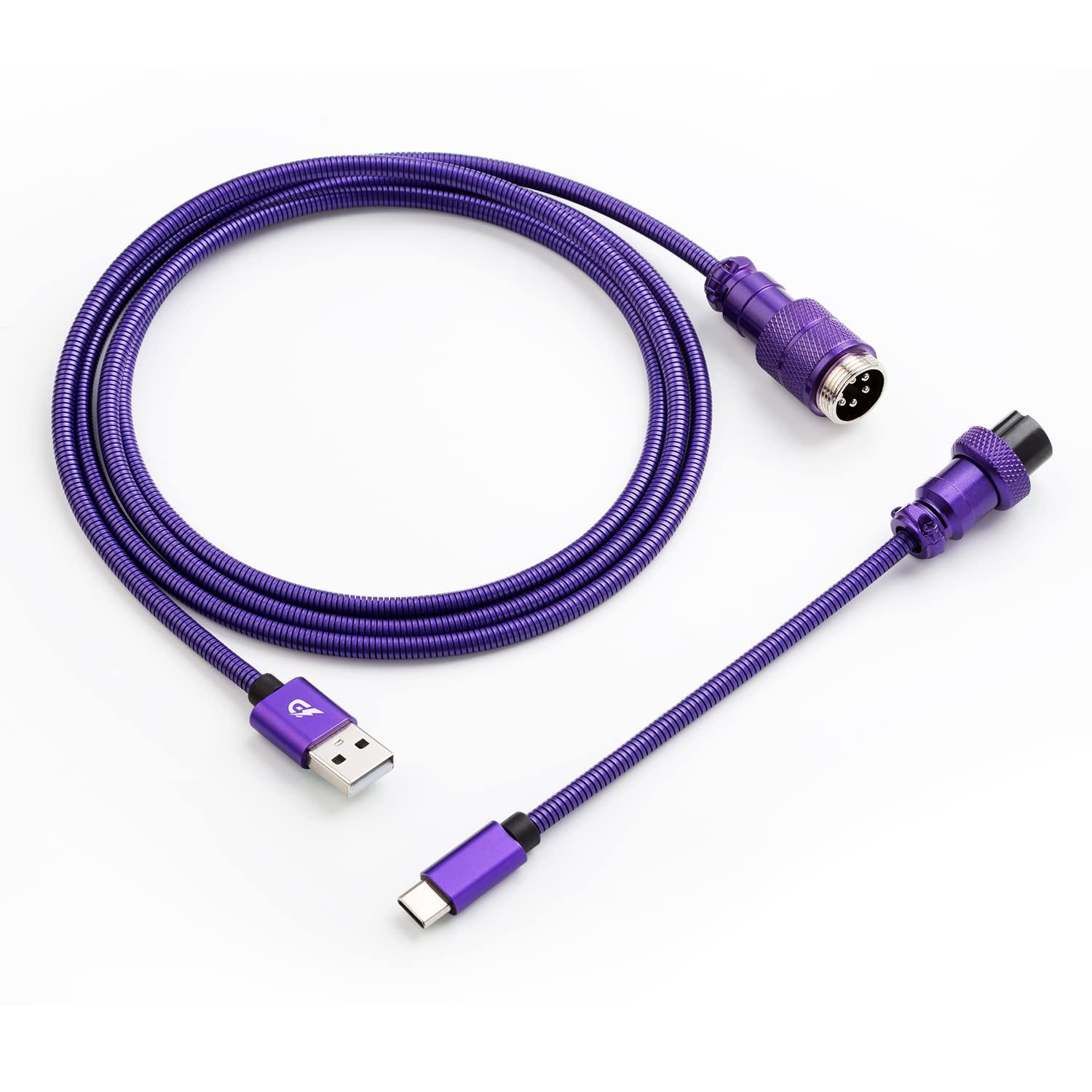 

GUNMJO Pro 304 Stainless Steel Straight USB C Cable for Gaming to Purple Keyboards, 1.6M USB-C USB-A, фиолетовый