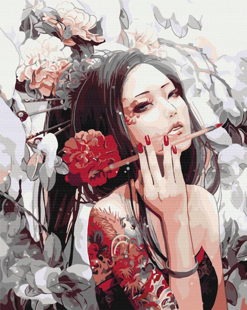 Painting By Numbers Girl With Tattoo
