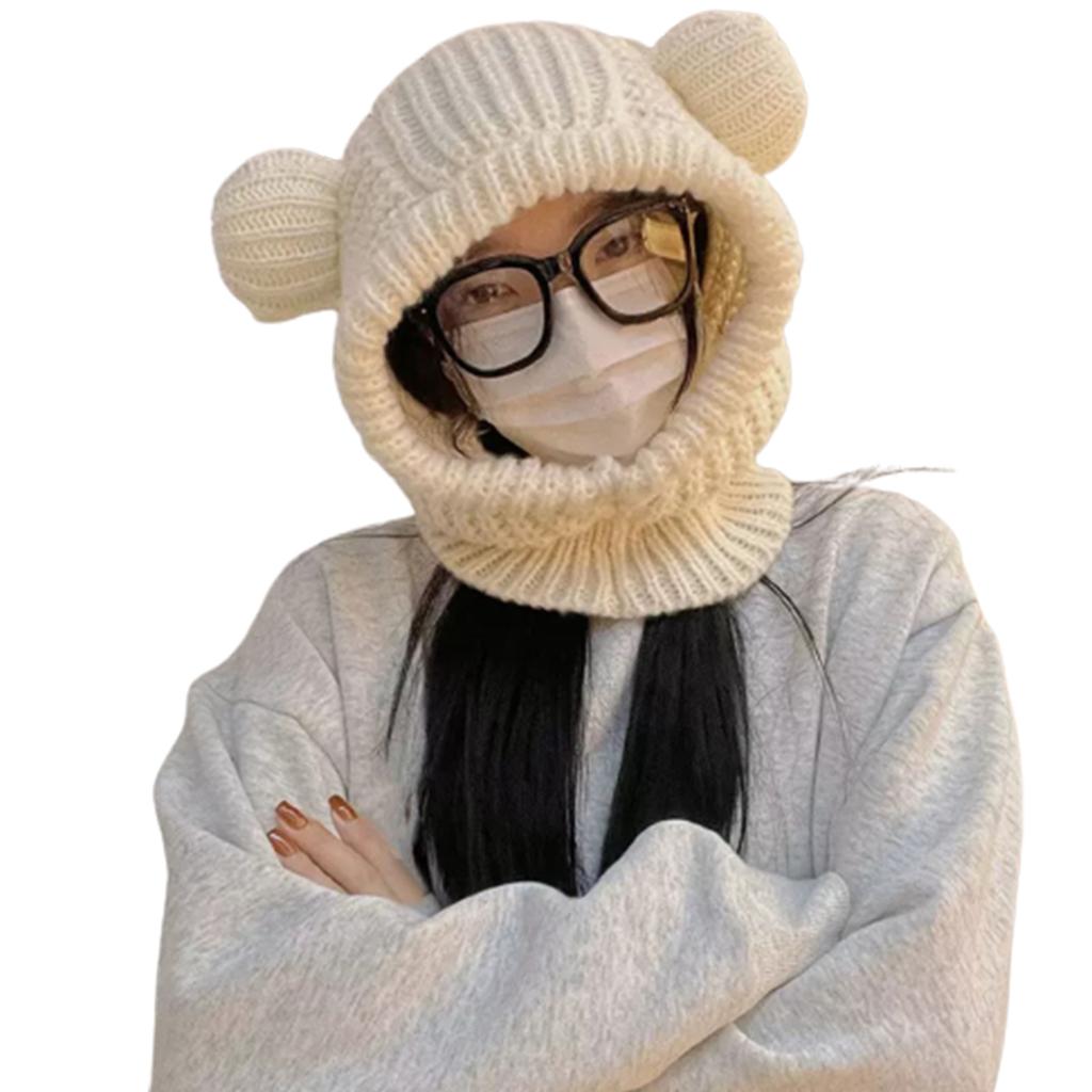 New Year Christmas Cosplay Bear Ear Balaclava Hat for Women Men Keep Neck Warm Hat Cold Weather Skiing Hiking Supplies