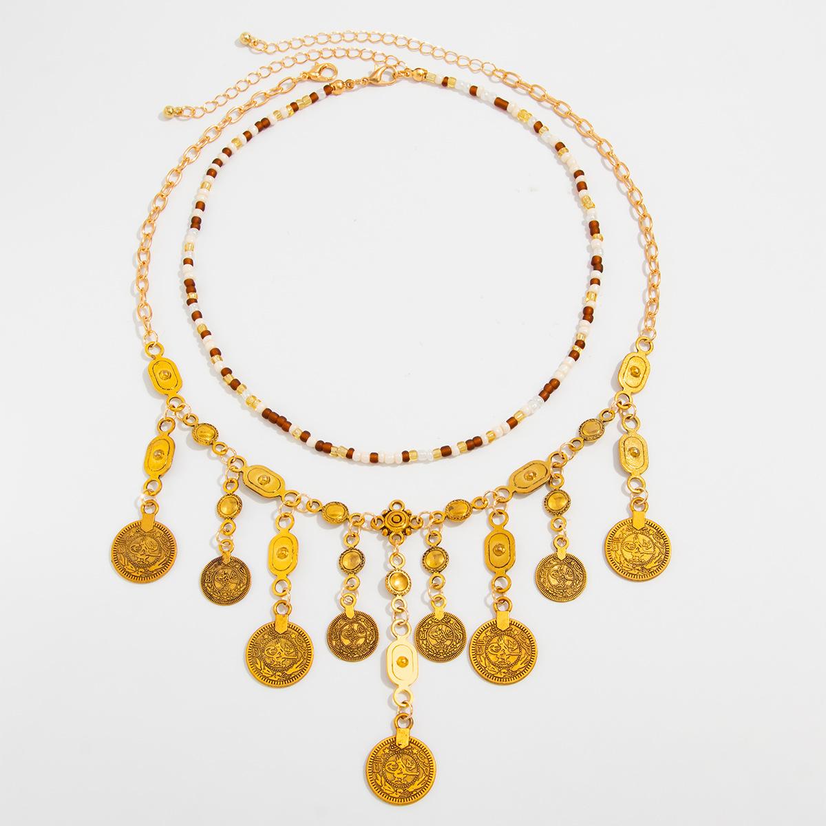 Европейские и американские украшения экзотический этнический стиль новый дизайн ожерелье с подвеской-диском чувство дизайна популярное женское ожерелье TEMU