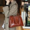 Geantă de umăr din piele cu strat superior, capacitate mare, pentru femei, cumpărături și genți din piele