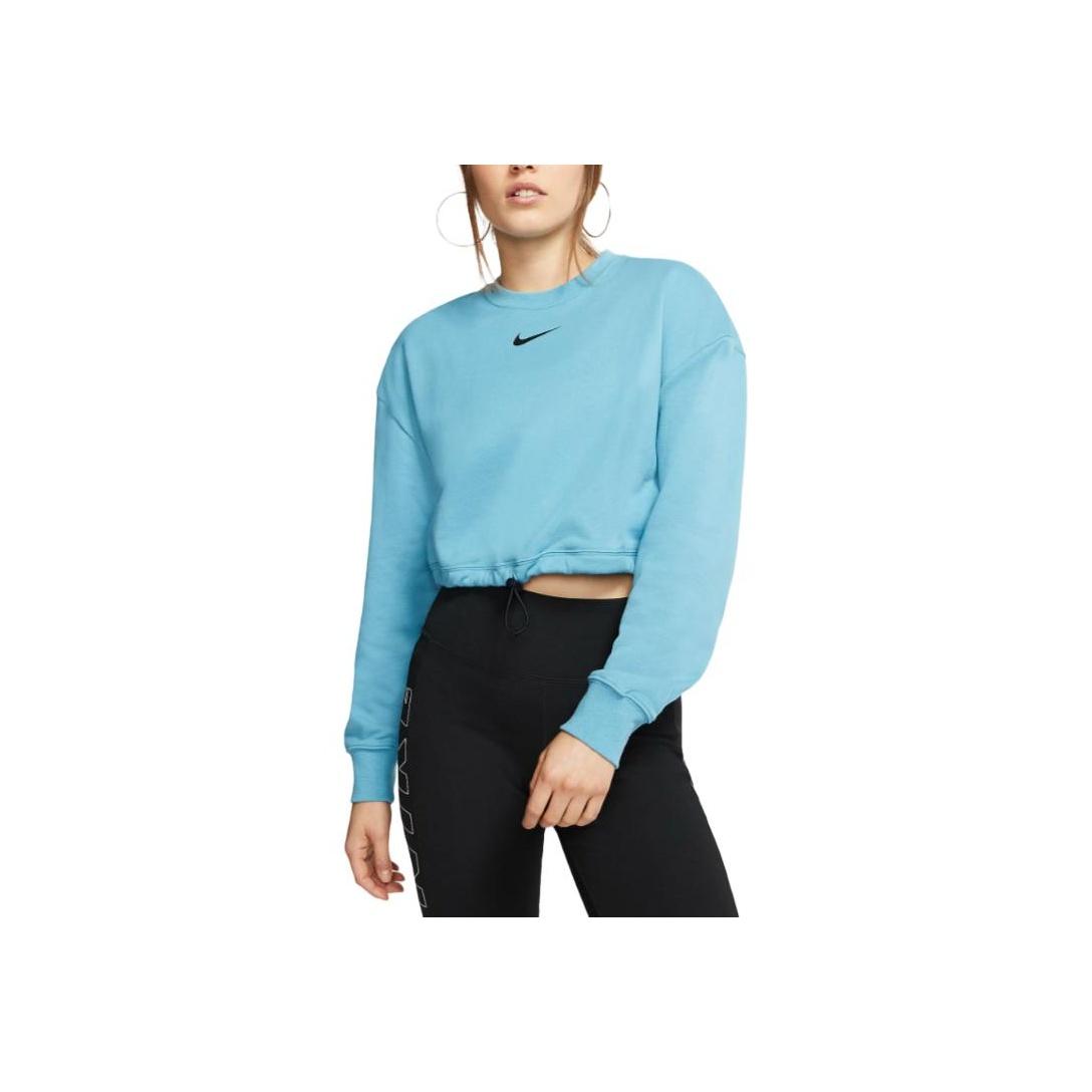 

New Nike Sportswear Swoosh French Terry Crew Sweatshirt Women s Blue CJ3766-424 S