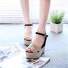 Waterproof Table Fish Mouth Word with Wedge Sandals Women's Spring and Summer New Super High Heel Women's Sandals