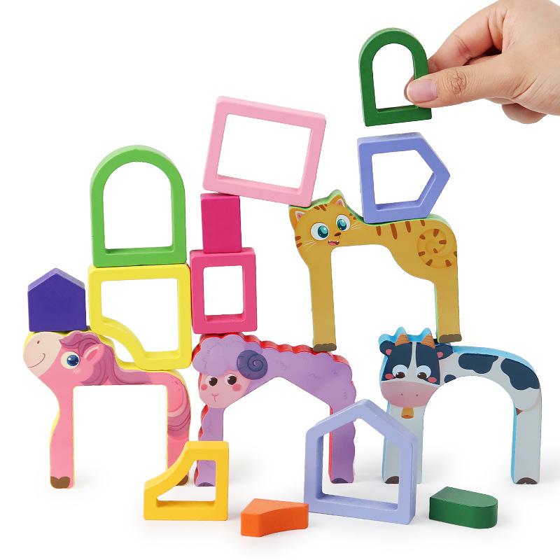 Children'S Animal Geometric Three-Dimensional Puzzle Early Education Puzzle Geometric Shape Cognitive Pairing Puzzle Wooden Toy