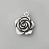 S999 Sterling Silver 3D Rose Flower Bead - Retro Thai Silver Handmade Jewelry Spacer.