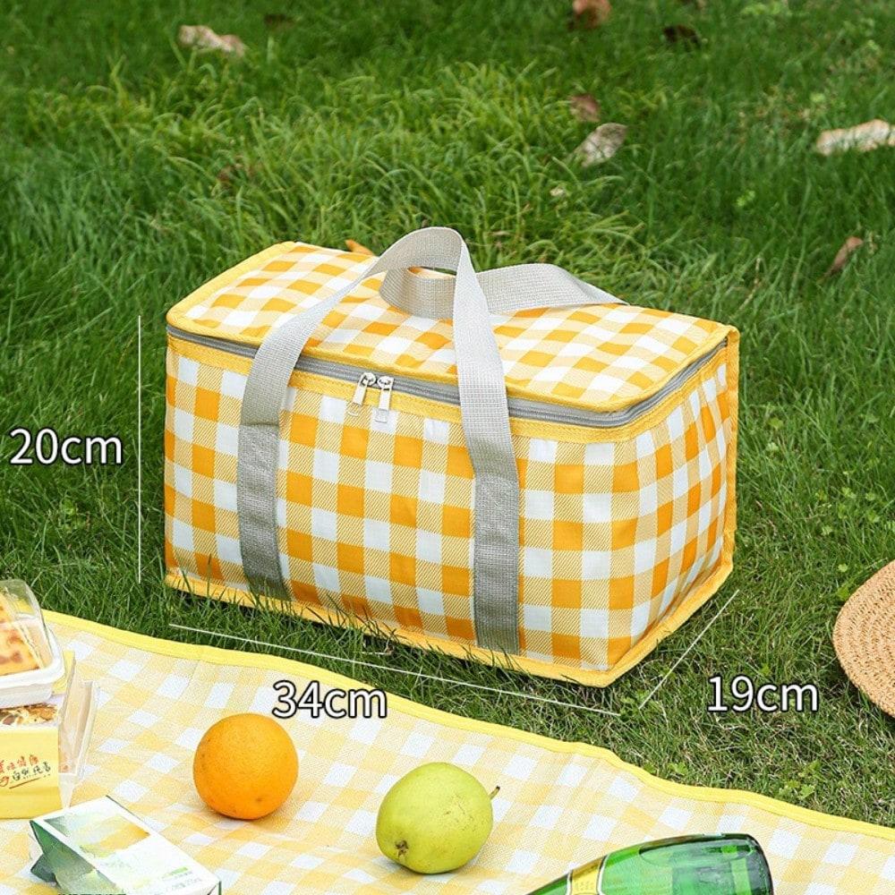 Outdoor large-capacity picnic bag, camping picnic basket, travel picnic bag, portable bento bag, thermal insulation bag