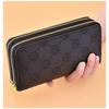 Wallet for women, long, European and American, shiny leather, double zipper handbag, large capacity, double-layer phone bag, frosted wrist wallet