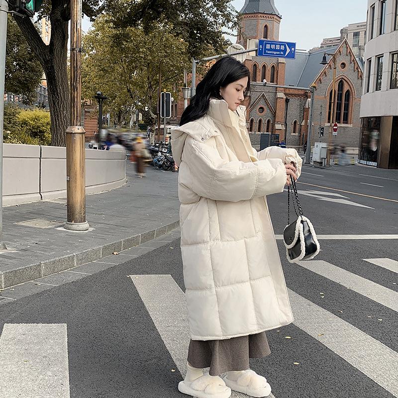 Long Down Cotton-padded Clothes for Women's Winter New Elegant Hooded Thickened Over the Knee Small Cotton-padded Coat for Women