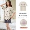 Women's Summer Modal Pajama Set with Chest Pad - Short Sleeve and Shorts, Cool Rayon, Anti-Bump, Suitable for Outdoor Wear