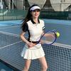 Womens Sport Suit Set Short Sleeve Tennis Golf Outfit Quick Dry Breathable Skirt Top With Inner Lining
