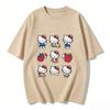 2026 New Arrival Kawaii Hello Kitty Strawberry Apple Print Couple T Shirts Casual Family Matching Outfits Parentchild Tees Tops