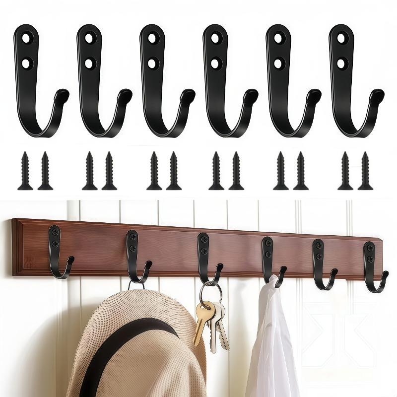 Heavy Duty Metal Wall Hooks Rustproof Iron Hooks with Free Screws for Towels Hats Backpacks Dog Leashes Kitchen Garage Storage