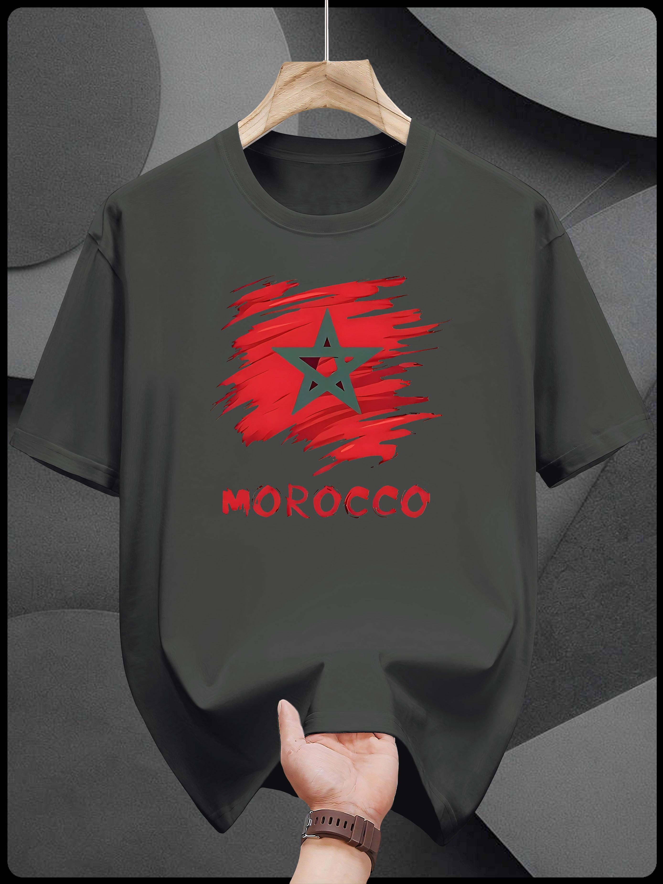 Heavyweight 200gsm Cotton T-shirt - Moroccan Flag Graphic Tee XXL