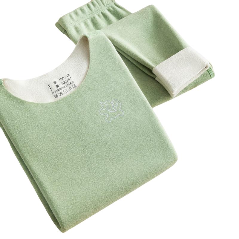 Kids  Seamless Thermal Fleece-Lined Underwear Set 130