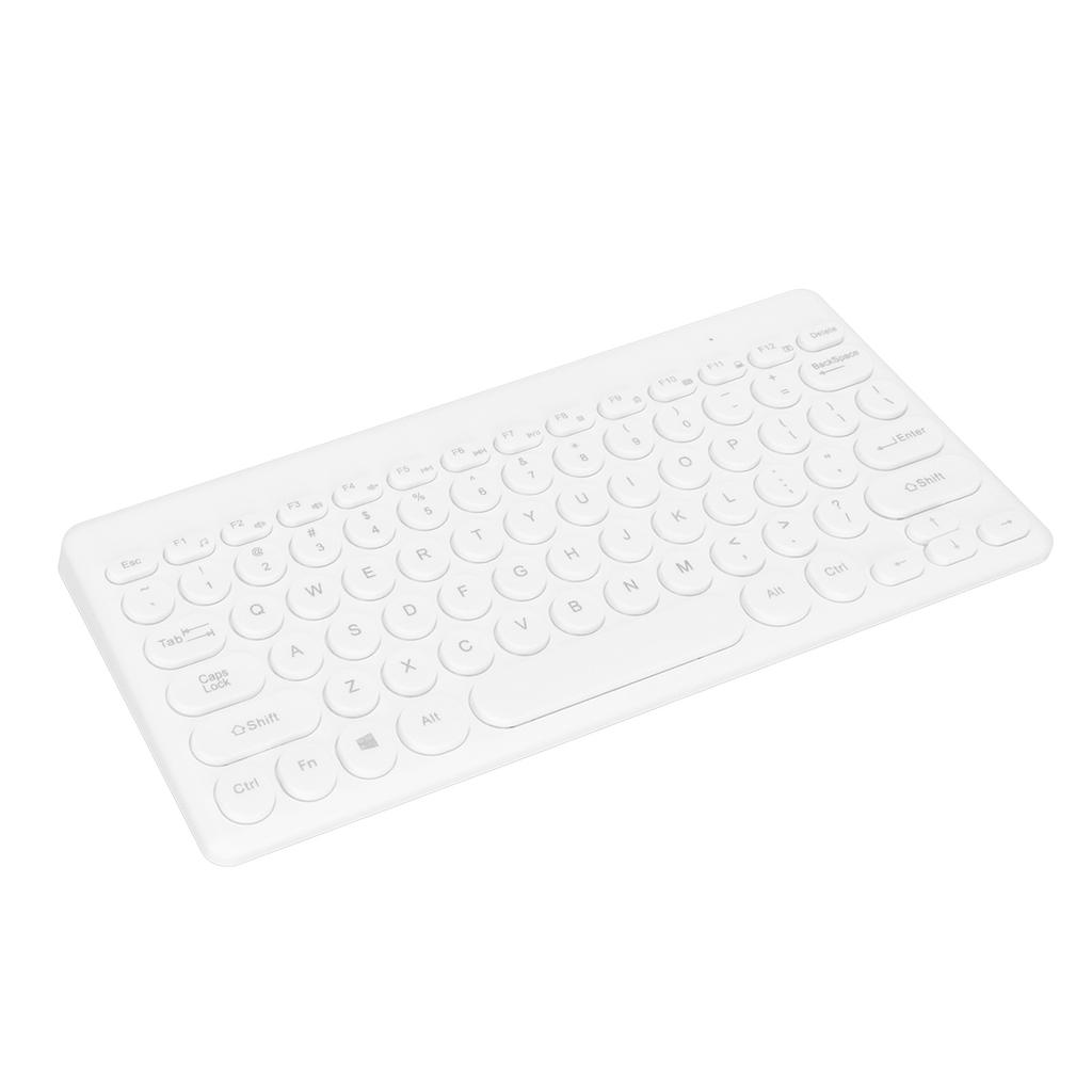 Wireless Keyboard 2.4G 78 Keys Ergonomic Design Portable Slim Power Saving Round Keycaps USB Keyboard