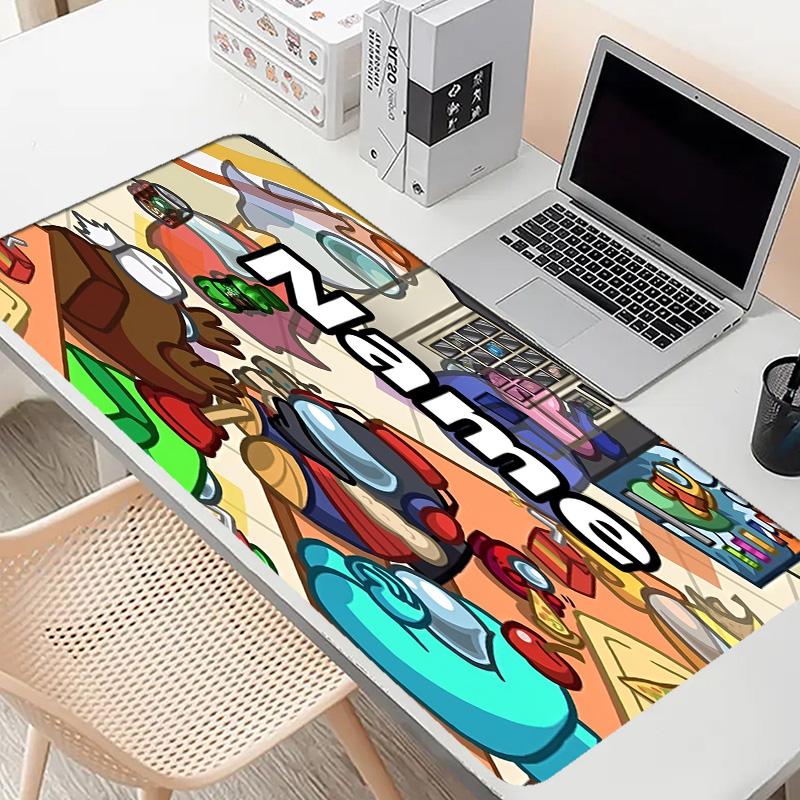 Custom Name Personalized Among Us Pattern Mousepad, Laptop PC Desk Mat, Decorative Desk Mat for Home Keyboard Pad Gift