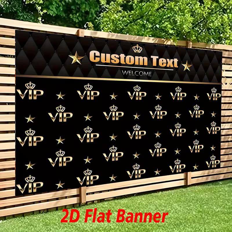 

Индивидуальный VIP-баннер для приветствия, Черно-золотая звезда и корона, Фон для красной дорожки, выпускного вечера и VIP-мероприятий 47.2x31.5inch/120*80cm
