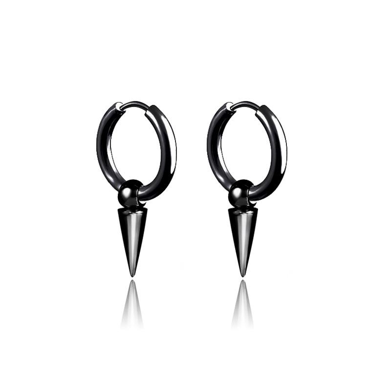 1 pair Punk Multiple Styles Fashion Black Color Stainless Steel Simple Earrings for Women And Men Punk Zircon Gifts