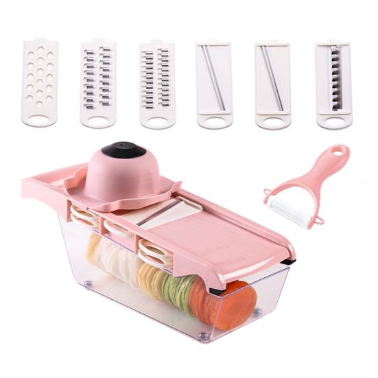Multi-Function Vegetable Chopper with Hand Guard Manual Julienne & Slicer for Carrots Potatoes Cucumbers Essential Kitchen Tool for Home Cooking