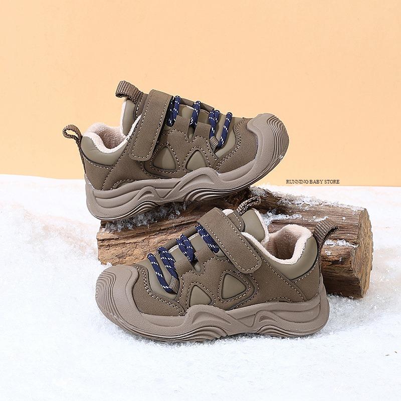 

High quality Baby tennis Shoes for Winter Keep Warm Plush Lined Kids Sneakers Cozy Toddler Boy Girl Outdoor Walking Shoes I08303 16 зелений