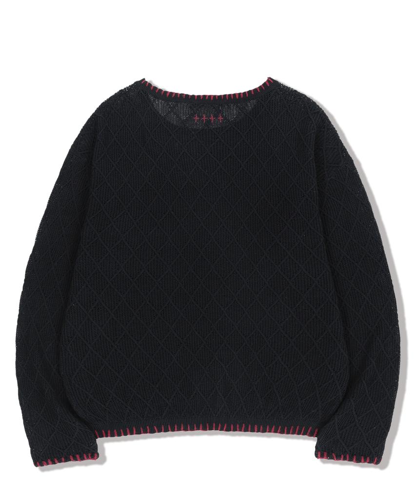NOT4NERD Distressed Contrast Hand Stitch Knit - Black