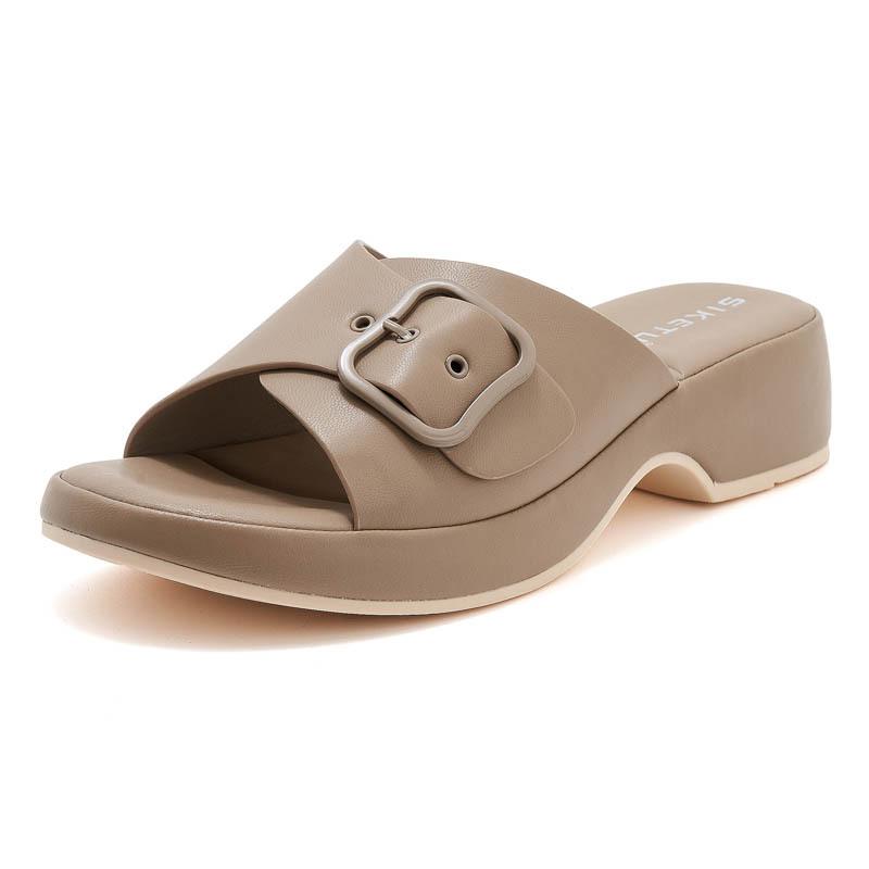 Fashion Spring And Summer Casual Metal Sandals For Women Lightweight Non-Slip Beach Wedge Slippers Casual And Elegant New Product Simple