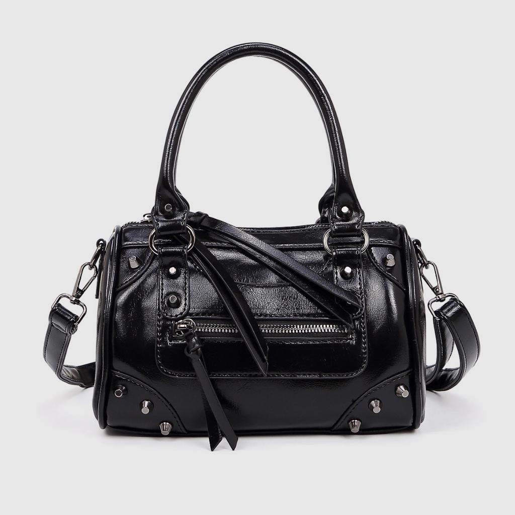 European and American Fashion Rivets Large Capacity Pillow Bag Bowling Motorcycle Handbag Single Shoulder Crossbody Women's Bag