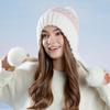 Fur Ball Ear Protection Knitted Hat Women Velvet Warm Wool Hat Big Head Cap