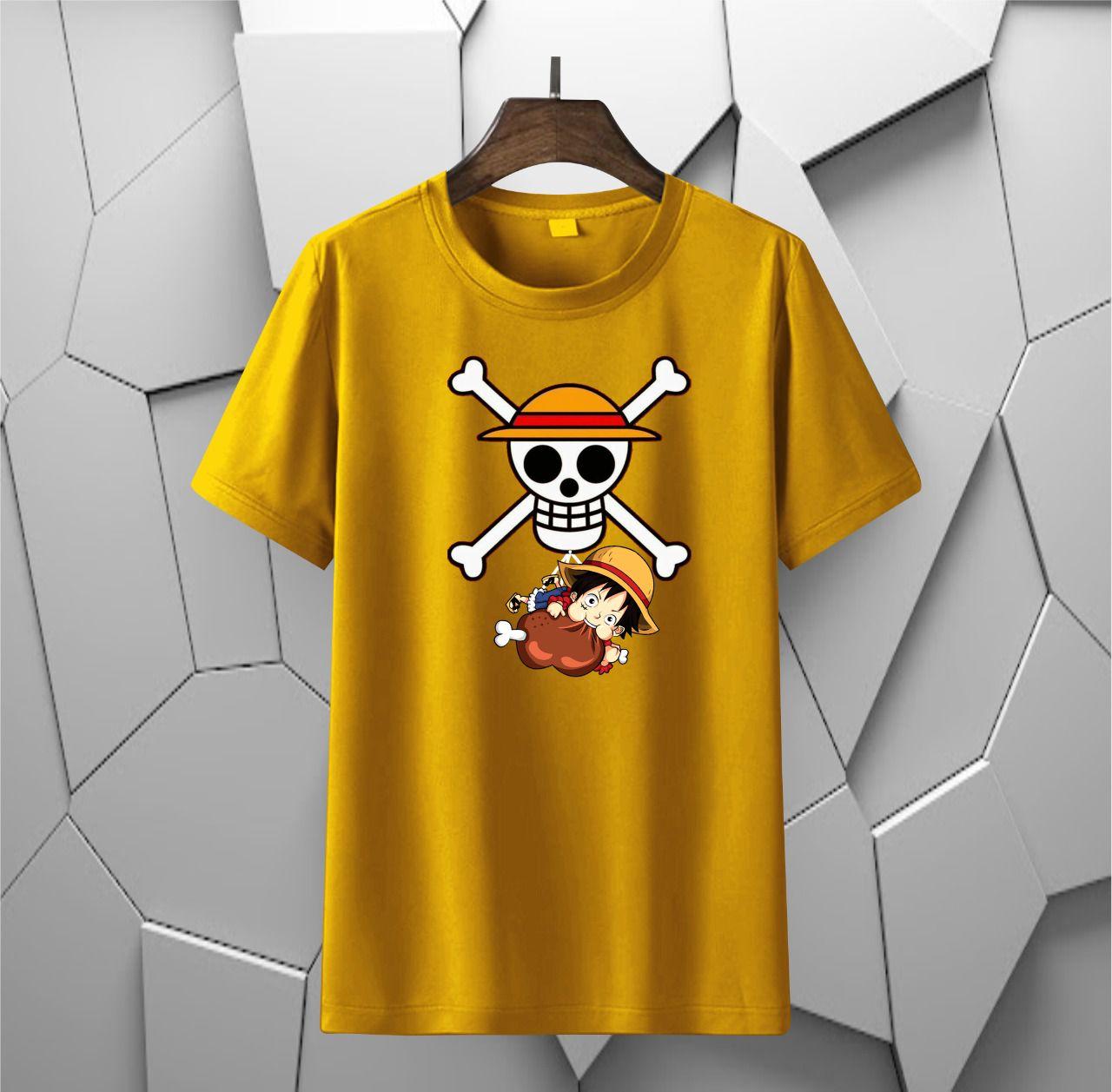 

Summer 2026 One Piece Luffy Qversion Foodie Trendy Theme 100 Pure Cotton Printed Loose Tshirt Adult Parentchild Top S
