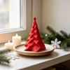 Compact Seasonal Shelf Ornament 3D Printed Pleated Christmas Tree Ornament, Small Wavy Desktop Mini Decoration with Star Topper for Holiday