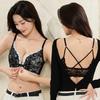 Front Closure Lace Push-Up Bra for Small Breasts - Thin Straps & Beautiful Back Design